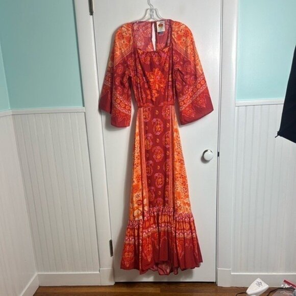 Farm Rio Printed Cutout Tiered-Hem Dress Size Medium - Picture 3 of 16